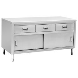 Meja Kerja Stainless Steel Cabinet Table with Horizontal Drawer Stainless Steel 304 Hairline TabSteel WB15 Series
