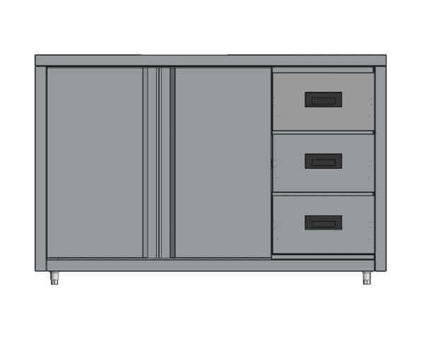 Meja Kerja Stainless Steel Cabinet Swing Door Workbench TabSteel WBC-Z3 - Image 3