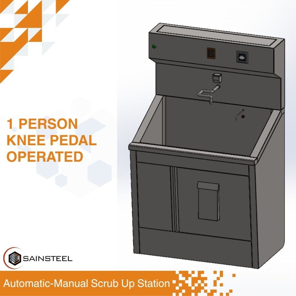 Automatic-Manual Scrub Up Station 1 Person Knee Pedal ScrubSteel SCR-1P (AK) 1 Bay