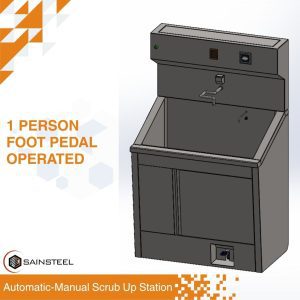 Automatic-Manual Scrub Up Station 1 Person Foot Pedal ScrubSteel SCR-1P (AF) 1 Bay