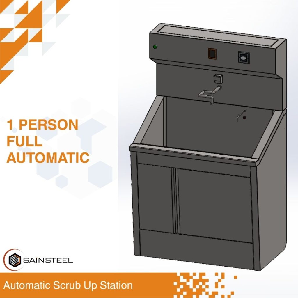 Automatic Scrub Up Station 1 Person Non-Pedal ScrubSteel SCR-1P (AT) 1 Bay